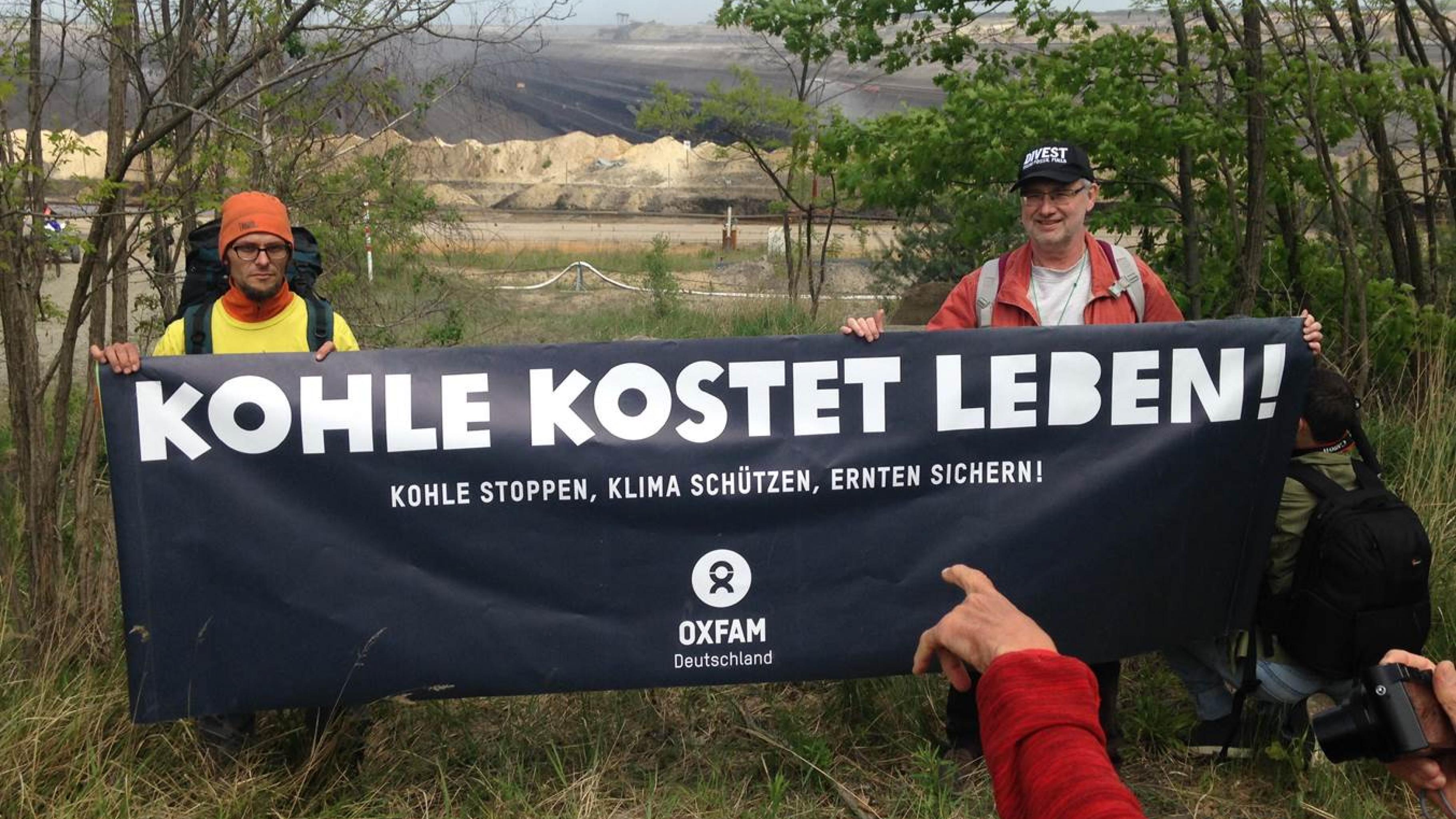 Oxfam auf der Anti-Kohle-Demo in der Lausitz im Mai 2016