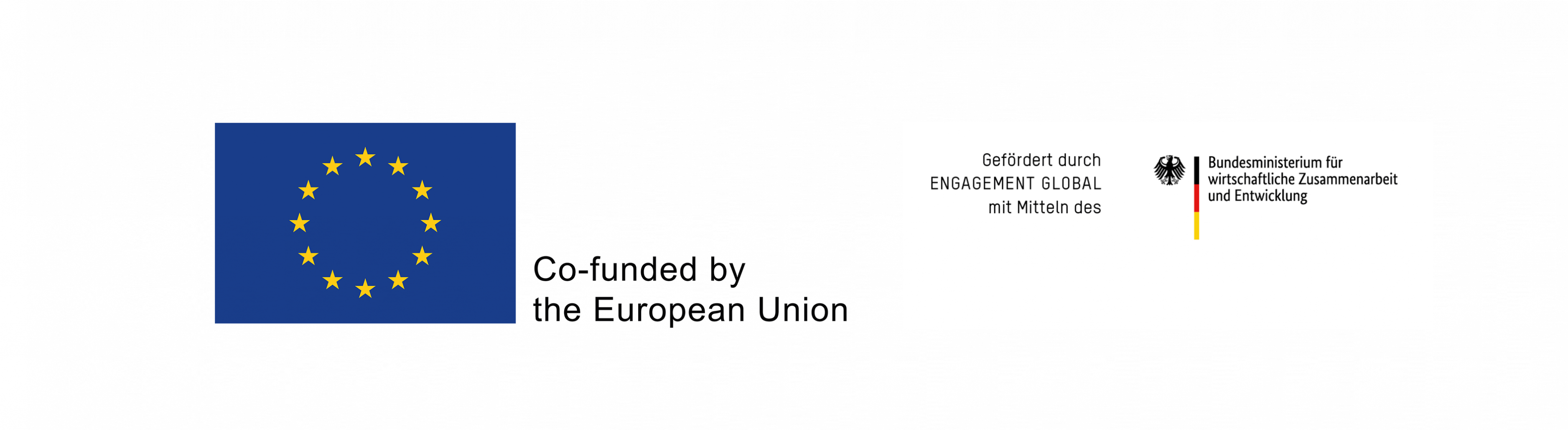 Logo der Europäischen Union und von Engagement Global-BMZ (Förderhinweis)