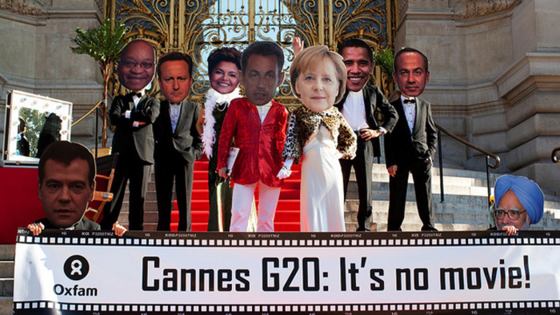 In Cannes treffen sich in den nächsten Tagen die Staats- und Regierungschefs der 20 wichtigsten Industrie- und Schwellenländer zum G20-Gipfel. Oxfam machte vorab klar: Der Kampf gegen Armut, Klimawandel, Finanzkrise und explodierende Nahrungsmittelpreise braucht ein filmreifes Happy End!