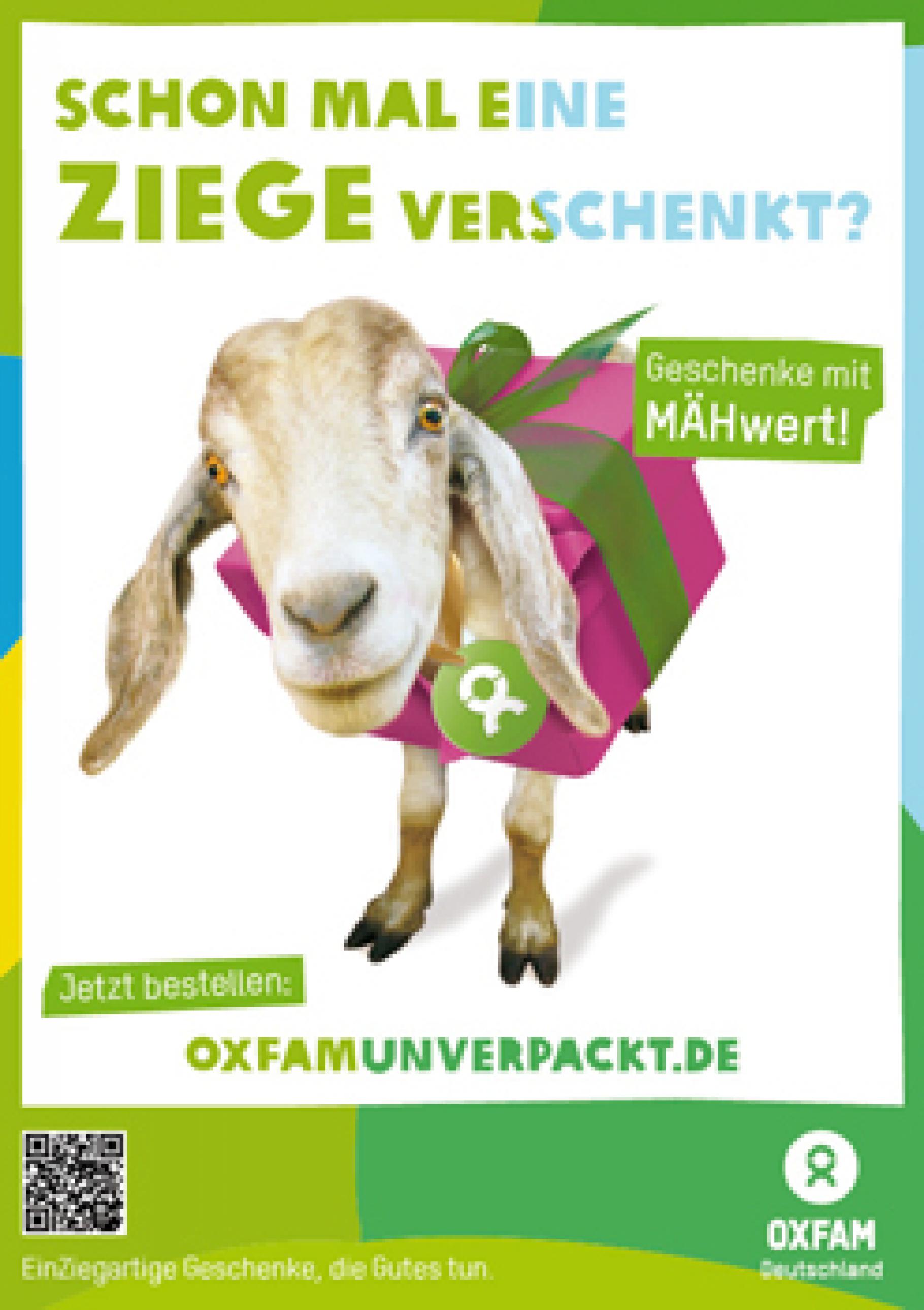 Oxfam Unverpackt Freianzeige Motiv Ziege