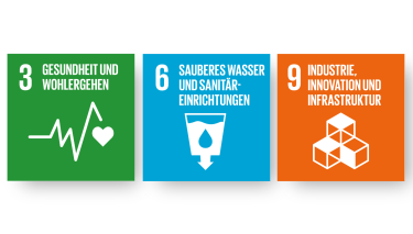 Gesundheit und Wohlergehen, Sauberes Wasser und Sanitäreinrichtungen, Industrie, Innovation und Infrastruktur Nachhaltige Entwicklungsziele 3, 6 und 9