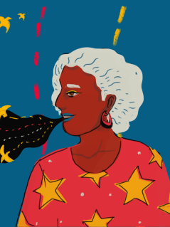 Illustration zeigt eine Frau, aus deren Mund Vögel fliegen.